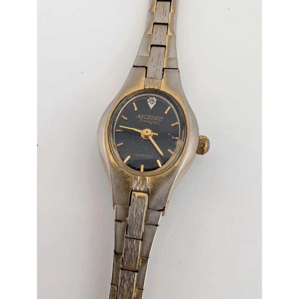 Vintage Nelsonic Watch Women 18mm Case Black Dial 7